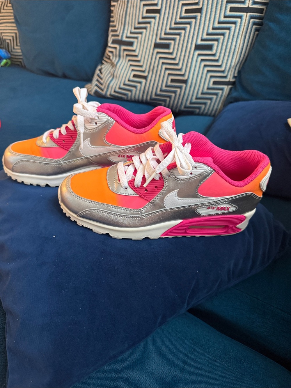 Nike Air Max Women’s Bright Orange, Hot Pink & Silver Sneakers